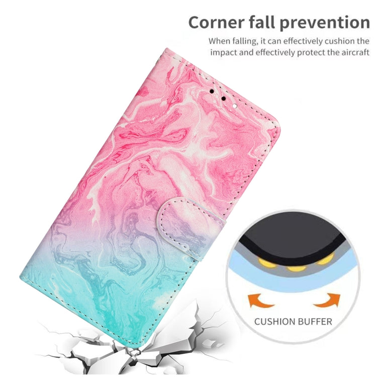 For iPhone 16 Pro Max Colored Drawing Marble Pattern Leather Phone Case(Pink Green Marble) - iPhone 16 Pro Max Cases by buy2fix | Online Shopping UK | buy2fix