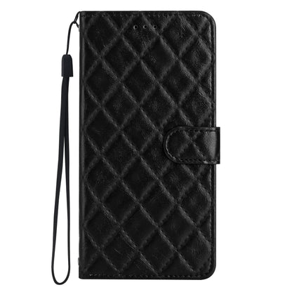 For iPhone 16 Pro Rhombus Lattice Texture Leather Phone Case(Black) - iPhone 16 Pro Cases by buy2fix | Online Shopping UK | buy2fix