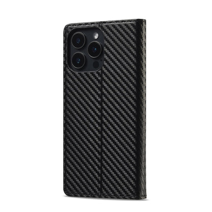 For iPhone 16 Pro Max LC.IMEEKE Carbon Fiber Leather Phone Case(Vertical Black) - iPhone 16 Pro Max Cases by LC.IMEEKE | Online Shopping UK | buy2fix