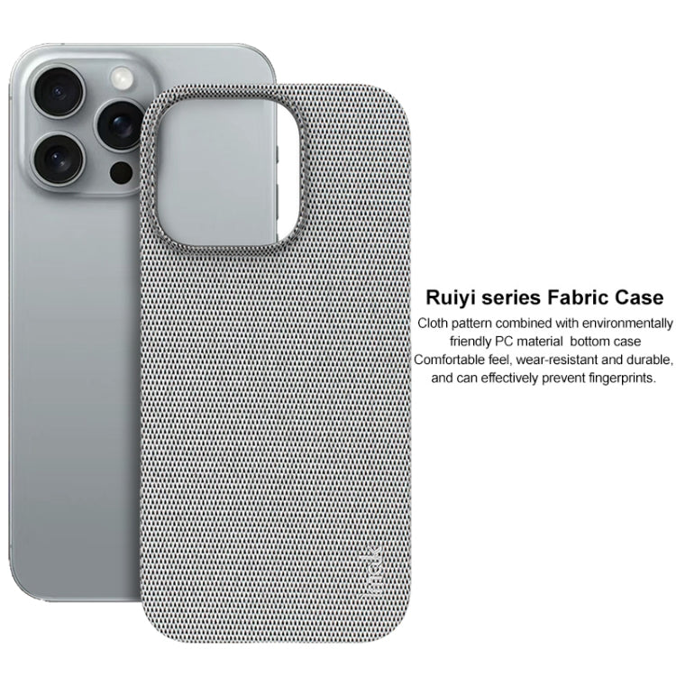 For iPhone 16 Pro Max imak Ruiyi Series Cloth Texture PU + PC Phone Case(Light Grey) - iPhone 16 Pro Max Cases by imak | Online Shopping UK | buy2fix