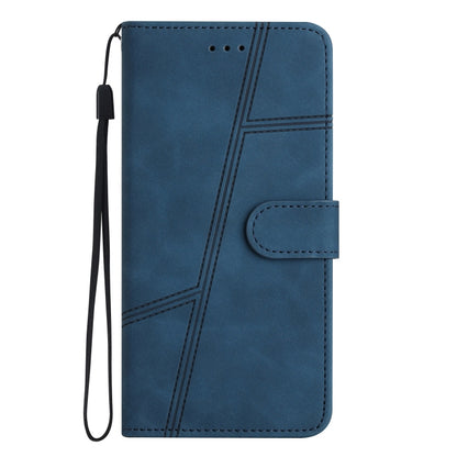 For iPhone 16 Skin-feel Stitching Leather Phone Case(Blue) - iPhone 16 Cases by buy2fix | Online Shopping UK | buy2fix