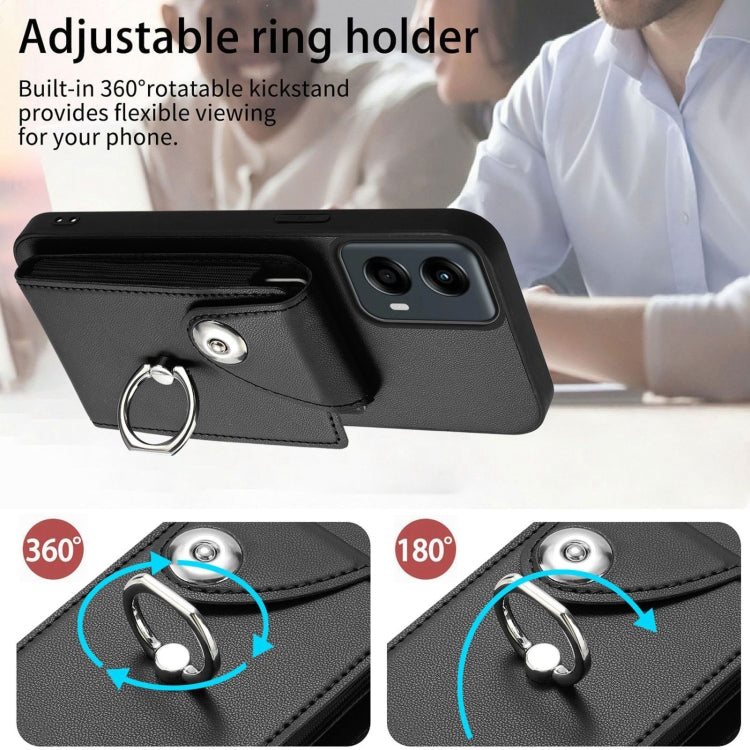 For Motorola Moto G 5G 2024 Organ Card Bag Ring Holder Phone Case(Black) - Motorola Cases by buy2fix | Online Shopping UK | buy2fix