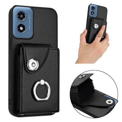 For Motorola Moto G Play 2024 5G Organ Card Bag Ring Holder Phone Case(Black) - Motorola Cases by buy2fix | Online Shopping UK | buy2fix