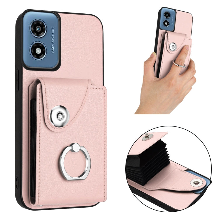 For Motorola Moto G Play 2024 5G Organ Card Bag Ring Holder Phone Case(Pink) - Motorola Cases by buy2fix | Online Shopping UK | buy2fix