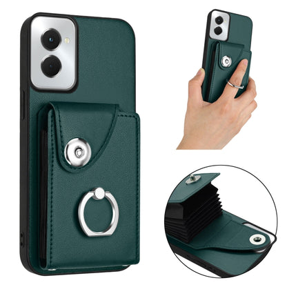 For Motorola Moto G Power 2024 5G Organ Card Bag Ring Holder Phone Case(Green) - Motorola Cases by buy2fix | Online Shopping UK | buy2fix