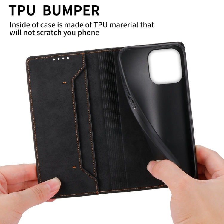 For iPhone 16 Pro Max Business Solid Color Magnetic RFID Leather Phone Case(Black) - iPhone 16 Pro Max Cases by buy2fix | Online Shopping UK | buy2fix