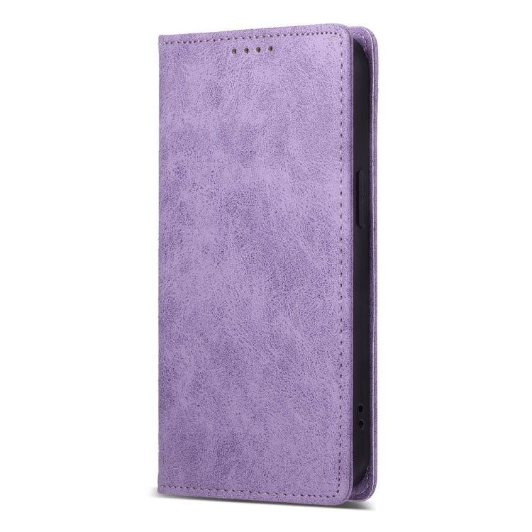 For iPhone 16 Pro Business Solid Color Magnetic RFID Leather Phone Case(Purple) - iPhone 16 Pro Cases by buy2fix | Online Shopping UK | buy2fix