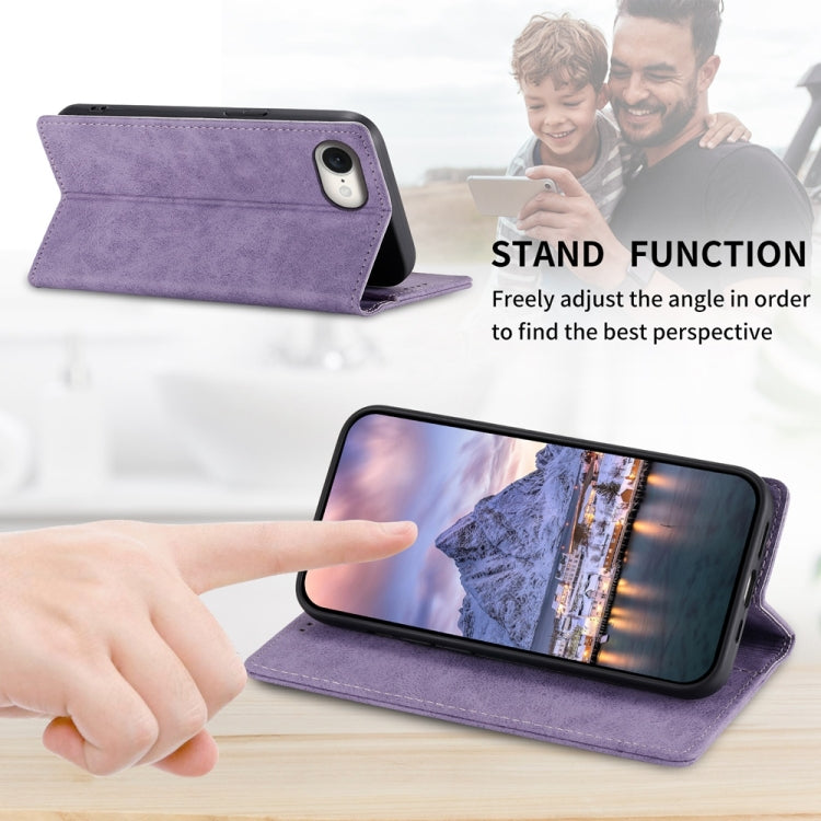 For iPhone SE 2024 Business Solid Color Magnetic RFID Leather Phone Case(Purple) - More iPhone Cases by buy2fix | Online Shopping UK | buy2fix