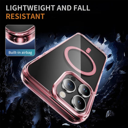 For iPhone 16 Pro Max Airbag Magsafe PC Hybrid TPU Phone Case(Clear Pink) - iPhone 16 Pro Max Cases by buy2fix | Online Shopping UK | buy2fix