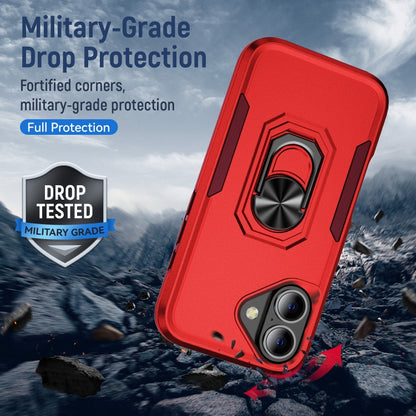 For iPhone 16 Pioneer Armor Heavy Duty PC + TPU Phone Case with Holder(Red+Rose Red) - iPhone 16 Cases by buy2fix | Online Shopping UK | buy2fix