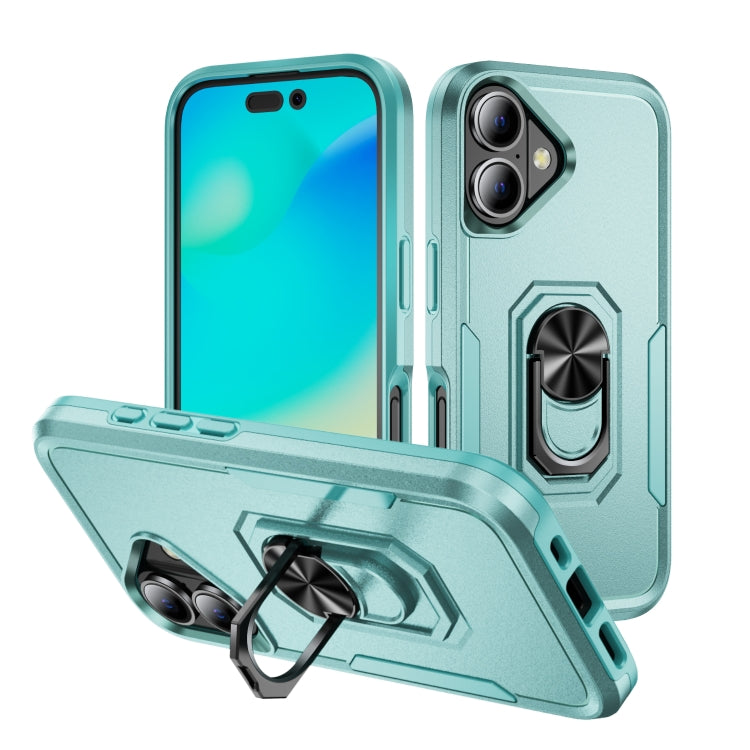 For iPhone 16 Pioneer Armor Heavy Duty PC + TPU Phone Case with Holder(Green) - iPhone 16 Cases by buy2fix | Online Shopping UK | buy2fix