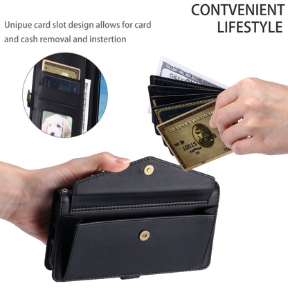 For iPhone 16 Plus Wallet Multi-card Slot Leather Phone Case with Lanyard(Black) - iPhone 16 Plus Cases by buy2fix | Online Shopping UK | buy2fix