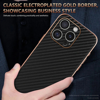 For iPhone 16 Pro AZNS Electroplated Edge Carbon Fiber Texture Phone Case(Brown) - iPhone 16 Pro Cases by AZNS | Online Shopping UK | buy2fix