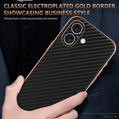 For iPhone 16 AZNS Electroplated Edge Carbon Fiber Texture Phone Case(Black) - iPhone 16 Cases by AZNS | Online Shopping UK | buy2fix