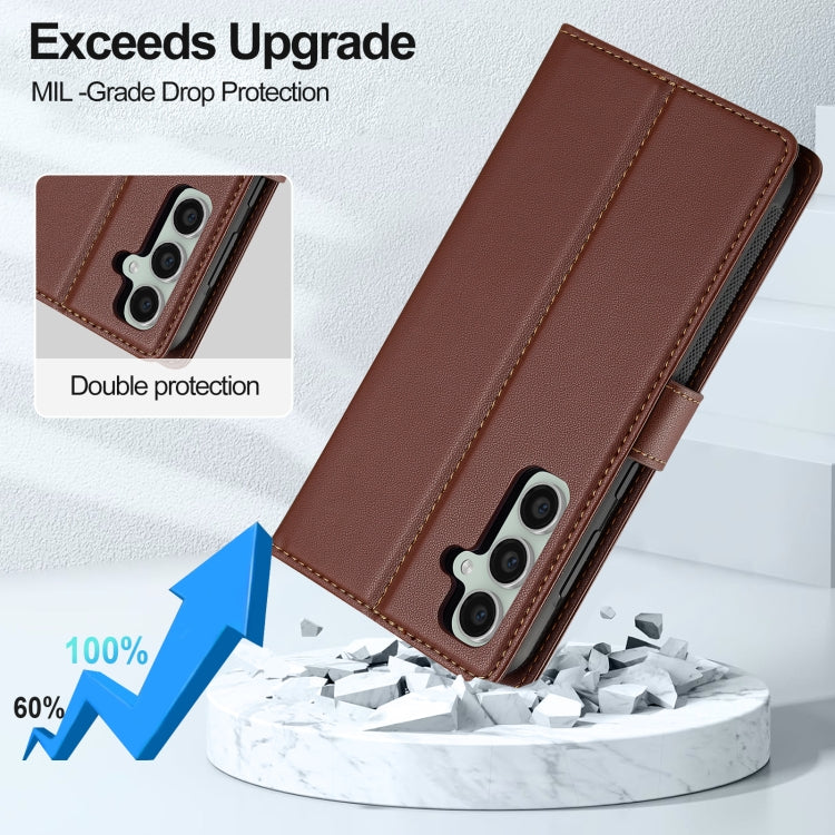 For Samsung Galaxy A15 4G / A15 5G LC.IMEEKE L2 Series Detachable Magsafe PU Phone Case with Lanyard(Brown) - Galaxy Phone Cases by LC.IMEEKE | Online Shopping UK | buy2fix