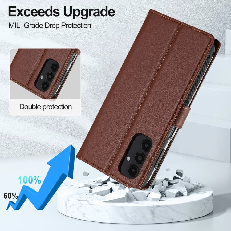 For Samsung Galaxy A14 4G / A14 5G LC.IMEEKE L2 Series Detachable Magsafe PU Phone Case with Lanyard(Brown) - Galaxy Phone Cases by LC.IMEEKE | Online Shopping UK | buy2fix