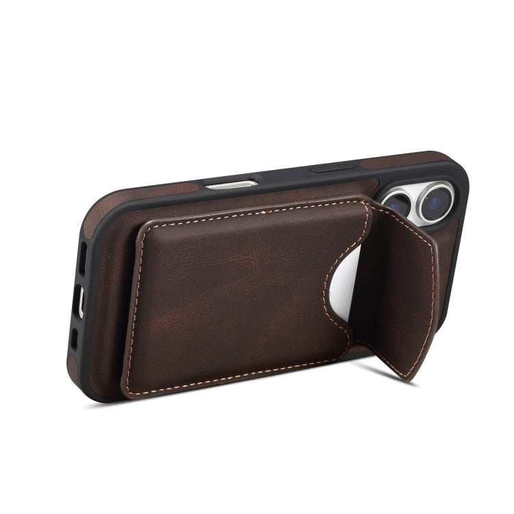 For iPhone 16 Plus Denior D19 Skin Feel MagSafe Detachable Card Slot Phone Case(Brown) - iPhone 16 Plus Cases by Denior | Online Shopping UK | buy2fix