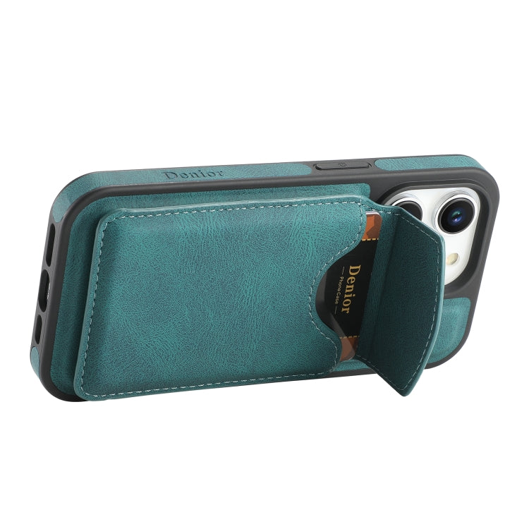 For iPhone 14 / 13 Denior D19 Skin Feel MagSafe Detachable Card Slot Phone Case(Blue) - iPhone 14 Cases by Denior | Online Shopping UK | buy2fix