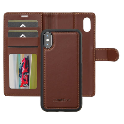 For iPhone X / XS LC.IMEEKE L2 Series Detachable Magsafe PU Phone Case with Lanyard(Brown) - More iPhone Cases by LC.IMEEKE | Online Shopping UK | buy2fix