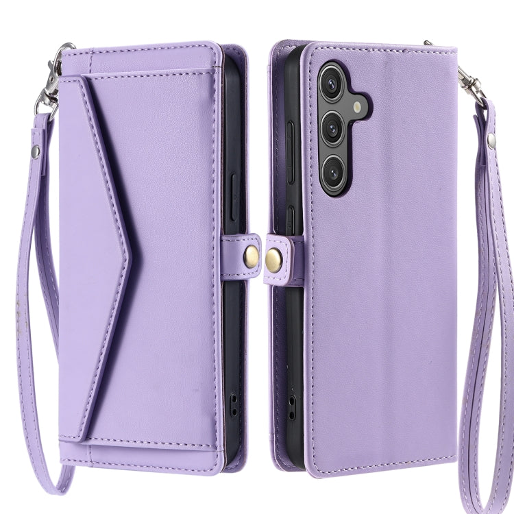 For Samsung Galaxy S25+ 5G Wallet Multi-card Slot Leather Phone Case with Lanyard(Purple) - Galaxy S25+ 5G Cases by buy2fix | Online Shopping UK | buy2fix