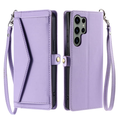 For Samsung Galaxy S25 Ultra 5G Wallet Multi-card Slot Leather Phone Case with Lanyard(Purple) - Galaxy S25 Ultra 5G Cases by buy2fix | Online Shopping UK | buy2fix