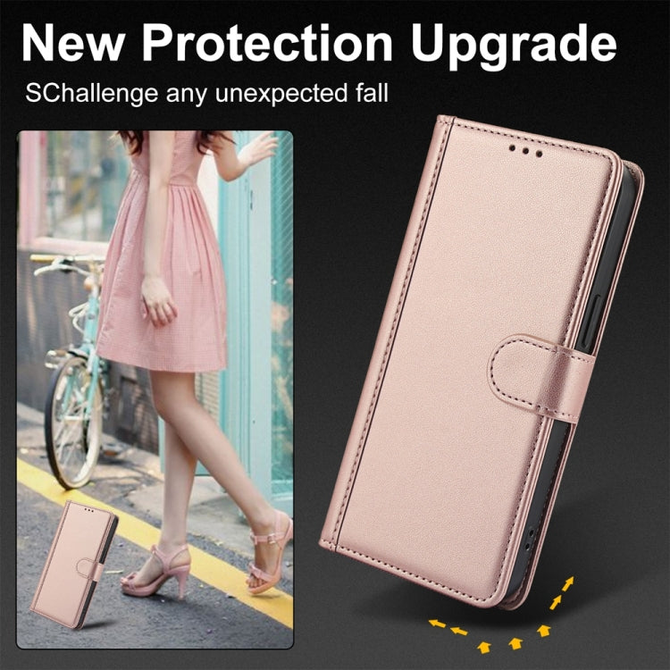 For Samsung Galaxy S25 Ultra 5G Skin Feel Pure Color Card Slots Leather Phone Case with Dual Lanyard(Rose Gold) - Galaxy S25 Ultra 5G Cases by buy2fix | Online Shopping UK | buy2fix