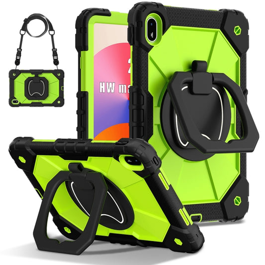 For Huawei Matepad SE 11 2024 Contrast Color Robot Silicone Hybrid PC Tablet Case(Black Yellow Green) - Huawei by buy2fix | Online Shopping UK | buy2fix