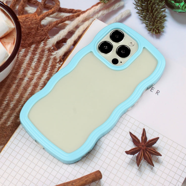 For iPhone 16 Pro Candy Color Wave TPU Clear PC Phone Case(Blue) - iPhone 16 Pro Cases by buy2fix | Online Shopping UK | buy2fix