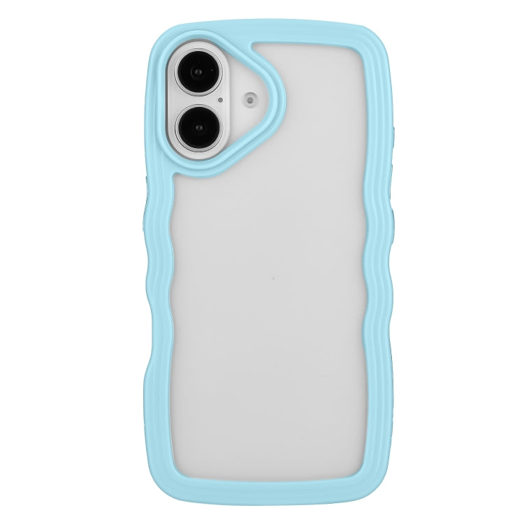 For iPhone 16 Plus Candy Color Wave TPU Clear PC Phone Case(Blue) - iPhone 16 Plus Cases by buy2fix | Online Shopping UK | buy2fix