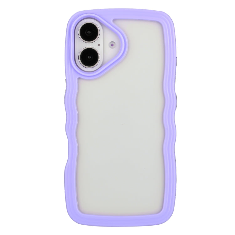 For iPhone 16 Plus Candy Color Wave TPU Clear PC Phone Case(Purple) - iPhone 16 Plus Cases by buy2fix | Online Shopping UK | buy2fix