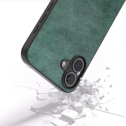 For iPhone 16 Plus Dual Color Lichi Texture PU Phone Case(Green) - iPhone 16 Plus Cases by buy2fix | Online Shopping UK | buy2fix