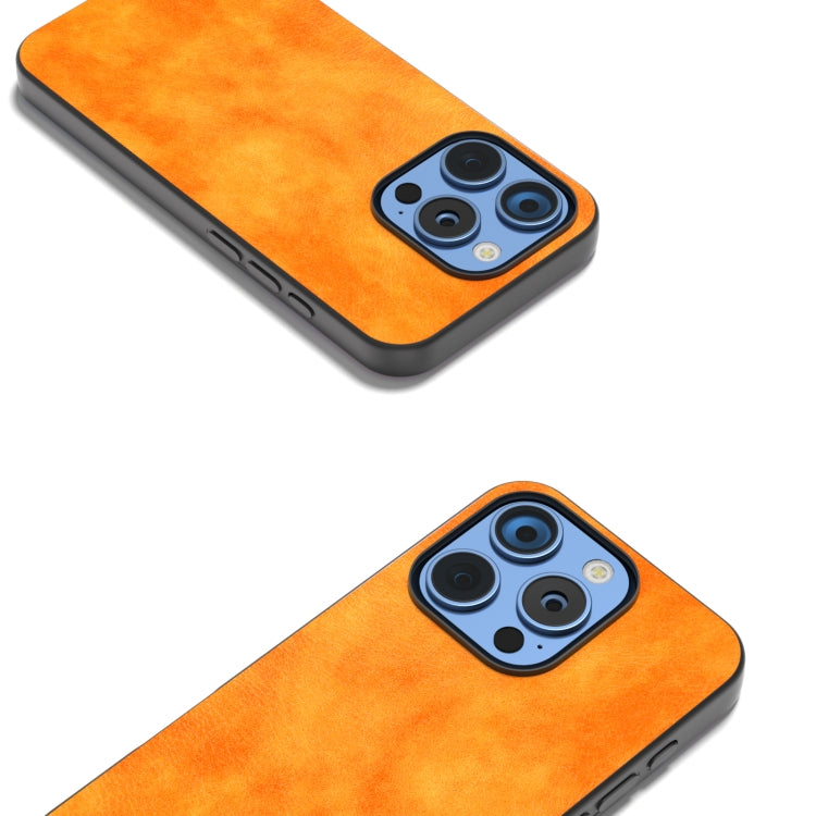 For iPhone 16 Pro Dual Color Lichi Texture PU Phone Case(Orange) - iPhone 16 Pro Cases by buy2fix | Online Shopping UK | buy2fix