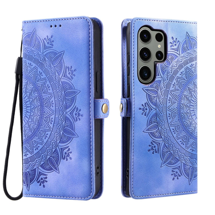 For Samsung Galaxy S25 Ultra 5G Skin Feel Totem Embossed Leather Phone Case(Purple) - Galaxy S25 Ultra 5G Cases by buy2fix | Online Shopping UK | buy2fix