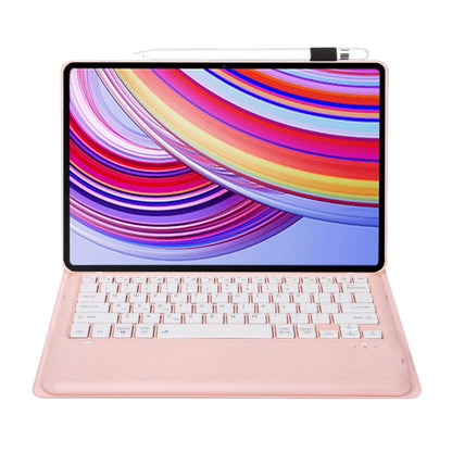 For Xiaomi Redmi Pad Pro 12.1 A0N11 Detachable Bluetooth Keyboard TPU Lambskin Leather Tablet Case(Pink White) - Others Keyboard by buy2fix | Online Shopping UK | buy2fix