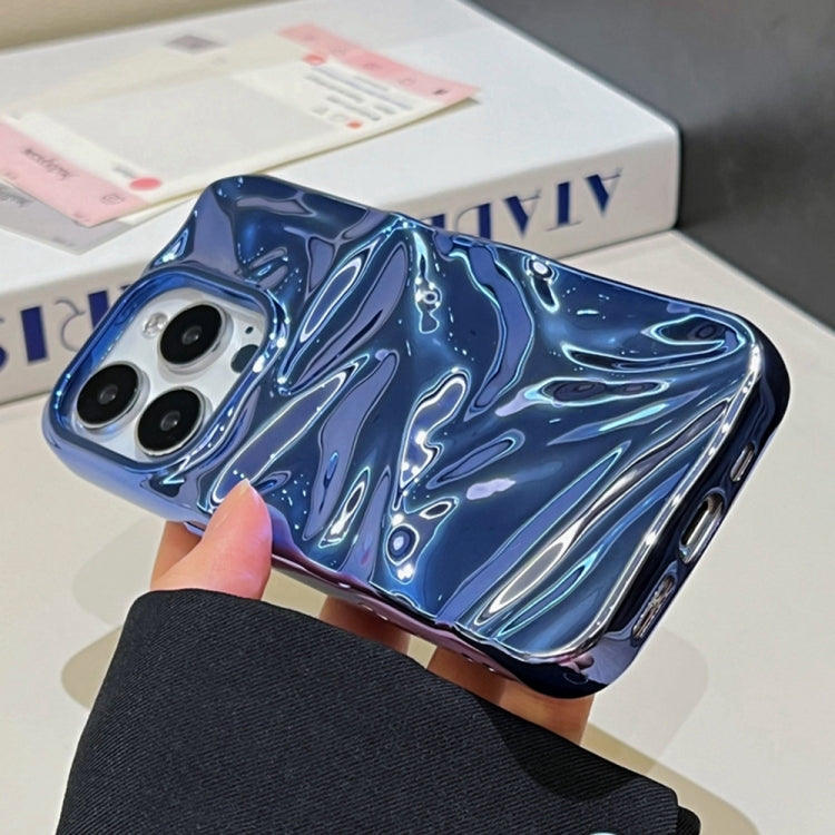 For iPhone 16 Water Ripple Electroplating Paint TPU Phone Case(Dark Blue) - iPhone 16 Cases by buy2fix | Online Shopping UK | buy2fix