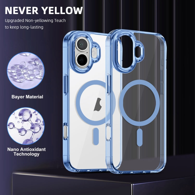 For iPhone 16 Plus Ice Color Magnetic Series Magsafe Magnetic PC Hybrid TPU Phone Case(Far Peak Blue) - iPhone 16 Plus Cases by buy2fix | Online Shopping UK | buy2fix