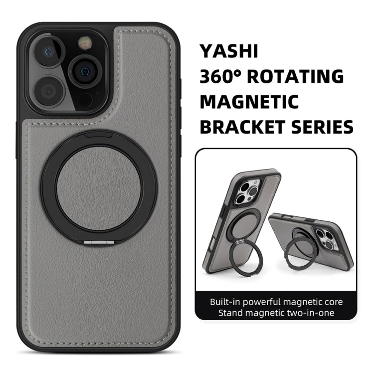 For iPhone 16 Plus Yashi 360 Degree Rotating MagSafe Holder Phone Case(Grey) - iPhone 16 Plus Cases by buy2fix | Online Shopping UK | buy2fix