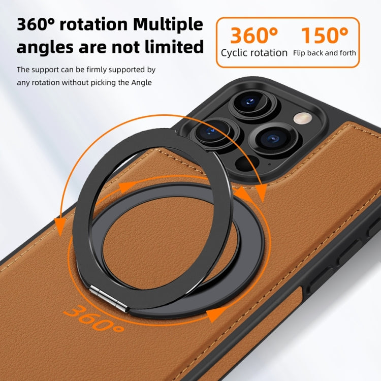 For iPhone 16 Yashi 360 Degree Rotating MagSafe Holder Phone Case(Brown) - iPhone 16 Cases by buy2fix | Online Shopping UK | buy2fix