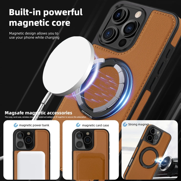 For iPhone 16 Yashi 360 Degree Rotating MagSafe Holder Phone Case(Brown) - iPhone 16 Cases by buy2fix | Online Shopping UK | buy2fix