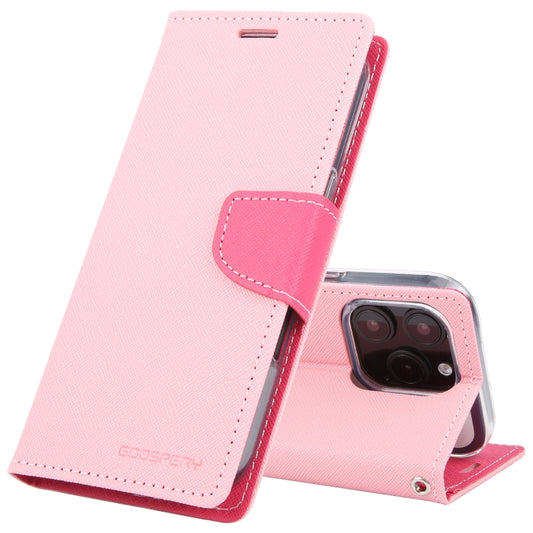 For iPhone 16 Pro GOOSPERY FANCY DIARY Cross Texture Leather Phone Case(Pink) - iPhone 16 Pro Cases by GOOSPERY | Online Shopping UK | buy2fix