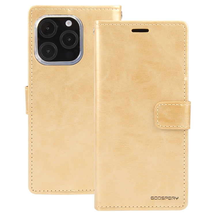 For iPhone 16 Pro Max GOOSPERY BLUE MOON Crazy Horse Texture Leather Phone Case(Gold) - iPhone 16 Pro Max Cases by GOOSPERY | Online Shopping UK | buy2fix