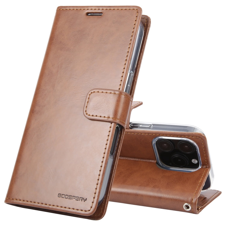 For iPhone 16 Pro GOOSPERY BLUE MOON Crazy Horse Texture Leather Phone Case(Brown) - iPhone 16 Pro Cases by GOOSPERY | Online Shopping UK | buy2fix