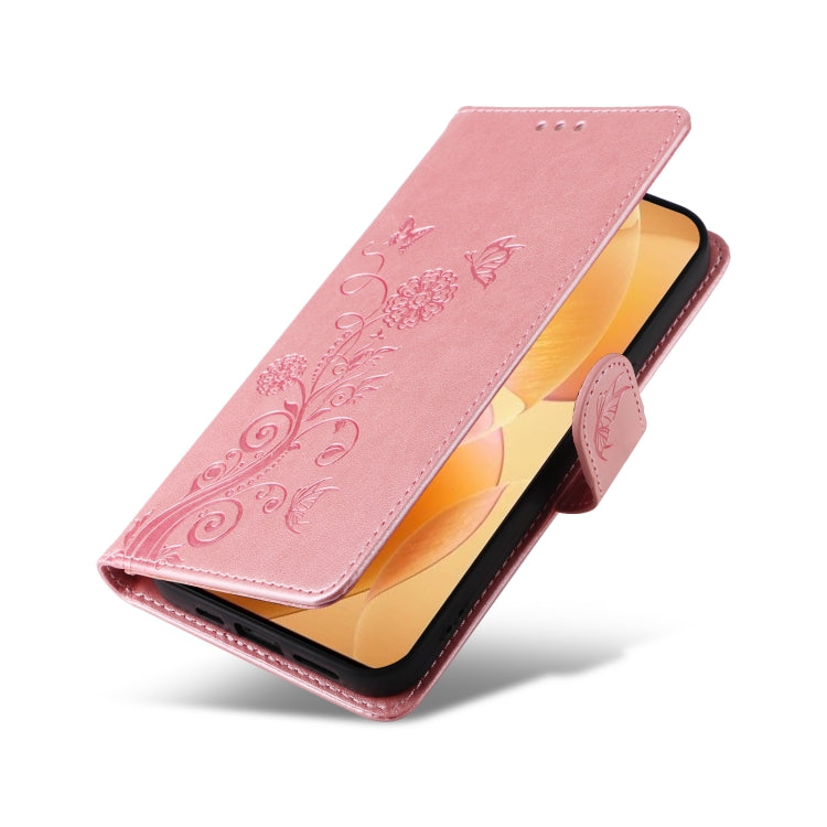 For Redmi K70 / K70 Pro Embossed Butterfly Flowers Leather Phone Case(Rose Gold) - K70 Cases by buy2fix | Online Shopping UK | buy2fix