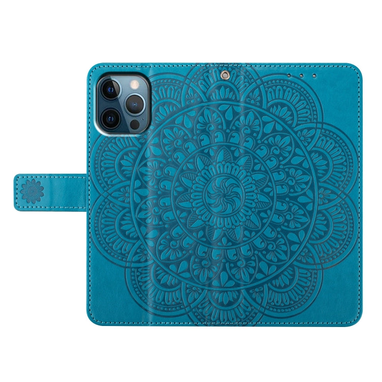 For iPhone 16 Pro Flower Embossed Leather Phone Case(Blue) - iPhone 16 Pro Cases by buy2fix | Online Shopping UK | buy2fix