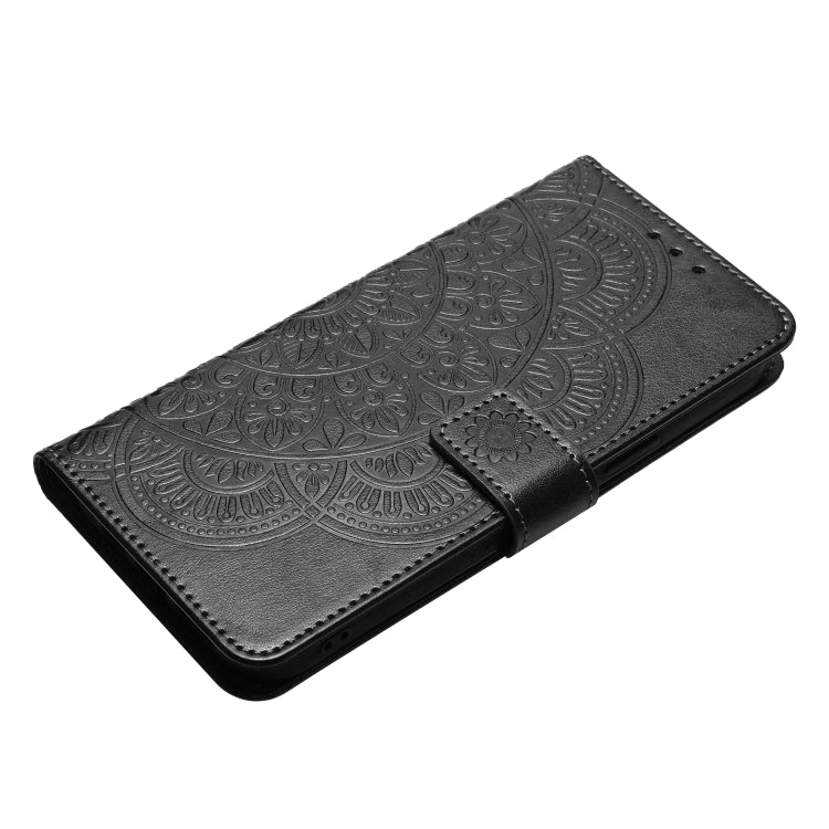 For iPhone 16 Pro Flower Embossed Leather Phone Case(Black) - iPhone 16 Pro Cases by buy2fix | Online Shopping UK | buy2fix