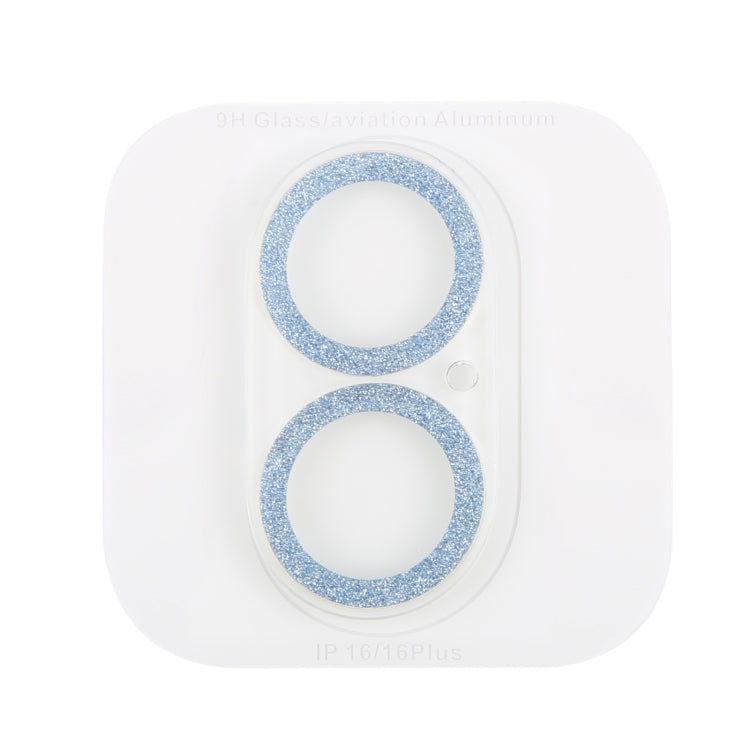 For iPhone 16 / 16 Plus Glitter Ring Tempered Glass Camera Lens Film(Blue) - iPhone 16 Plus Tempered Glass by buy2fix | Online Shopping UK | buy2fix