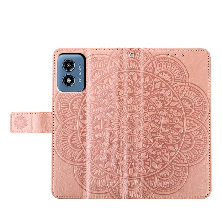 For Motorola Moto G Play 2024 Flower Embossed Leather Phone Case(Rose Gold) - Motorola Cases by buy2fix | Online Shopping UK | buy2fix