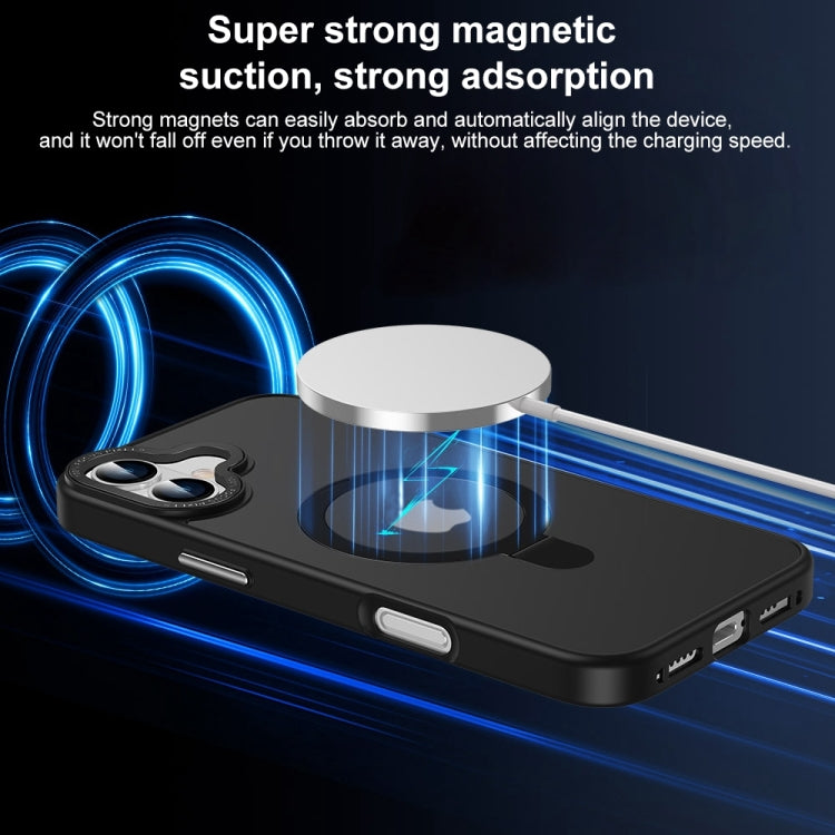 For iPhone 16 Skin Feel MagSafe Magnetic Holder Phone Case(Transparent) - iPhone 16 Cases by buy2fix | Online Shopping UK | buy2fix