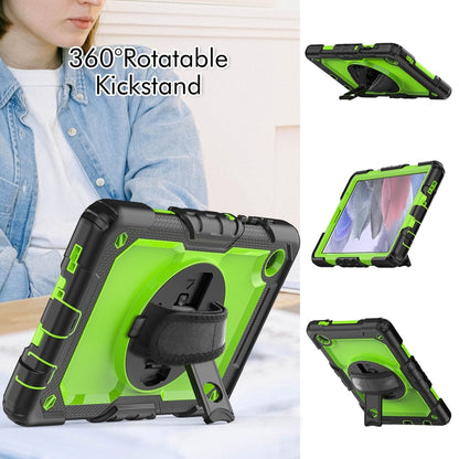 For Samsung Galaxy Tab A7 Lite T220 Silicone Hybrid PC Tablet Case with Shoulder Strap(Yellow Green + Black) - Tab A7 Lite T220 / T225 by buy2fix | Online Shopping UK | buy2fix