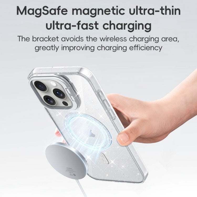 For iPhone 16 Pro Max Shiny Shield MagSafe Lens Holder Phone Case(Blue) - iPhone 16 Pro Max Cases by buy2fix | Online Shopping UK | buy2fix